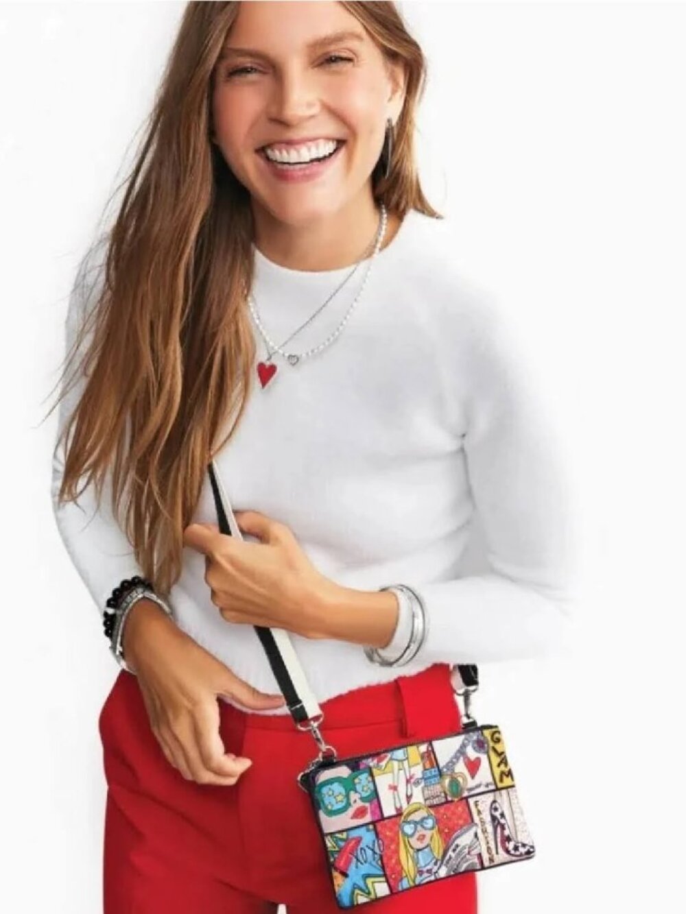 Brighton Glam Girl Crossbody Pouch -Tom Clancy Fashionista Print - MSRP $100 NWT